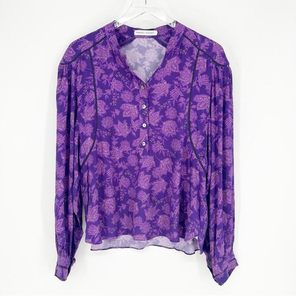 Rebecca Minkoff Floral Blouse L Purple - Picture 1 of 6